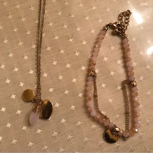 Heart necklace and bracelet set